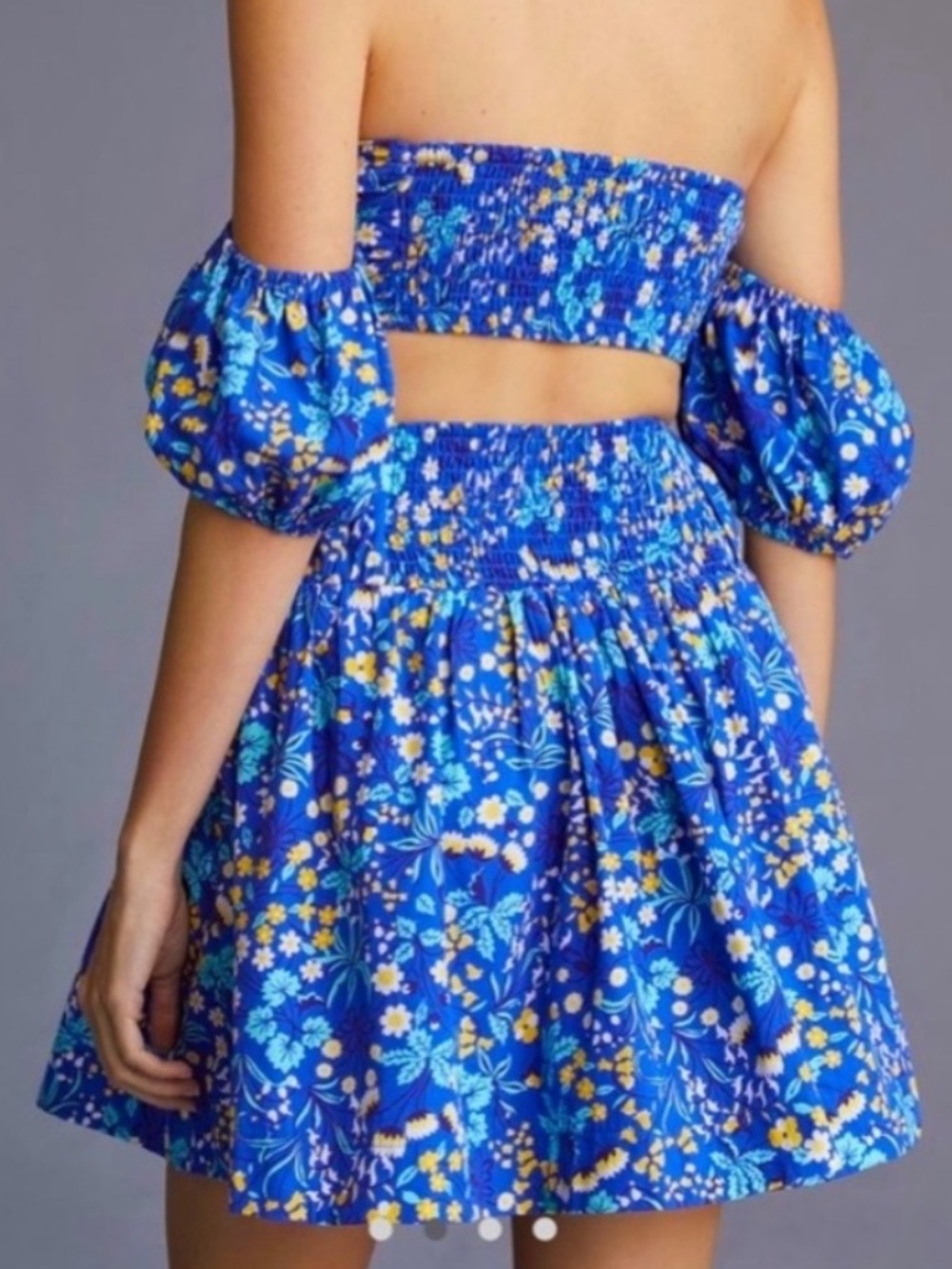 Anthropologie Blue Floral Tiered Mini Skirt and top! Size medium - Picture 2 of 2